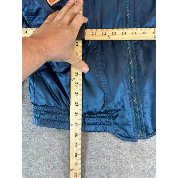 Vintage 90s Chicago Bears NFL Varsity Satin Jacket Mens Large Blue Cliff Engle - Picture 5 of 6